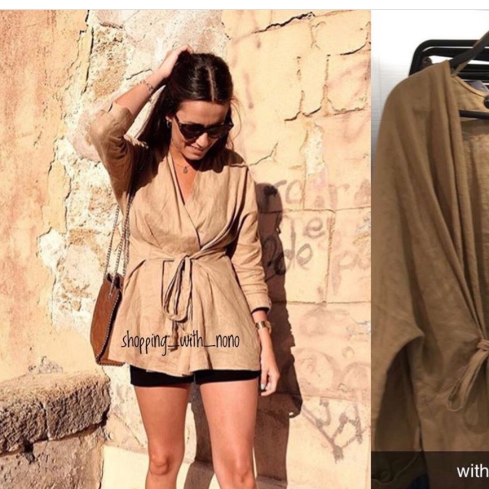 Zara belted linen blouse, bloggers favorite - Picture 2 of 11